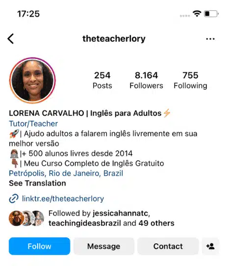 perfil do instagram da teacher lory